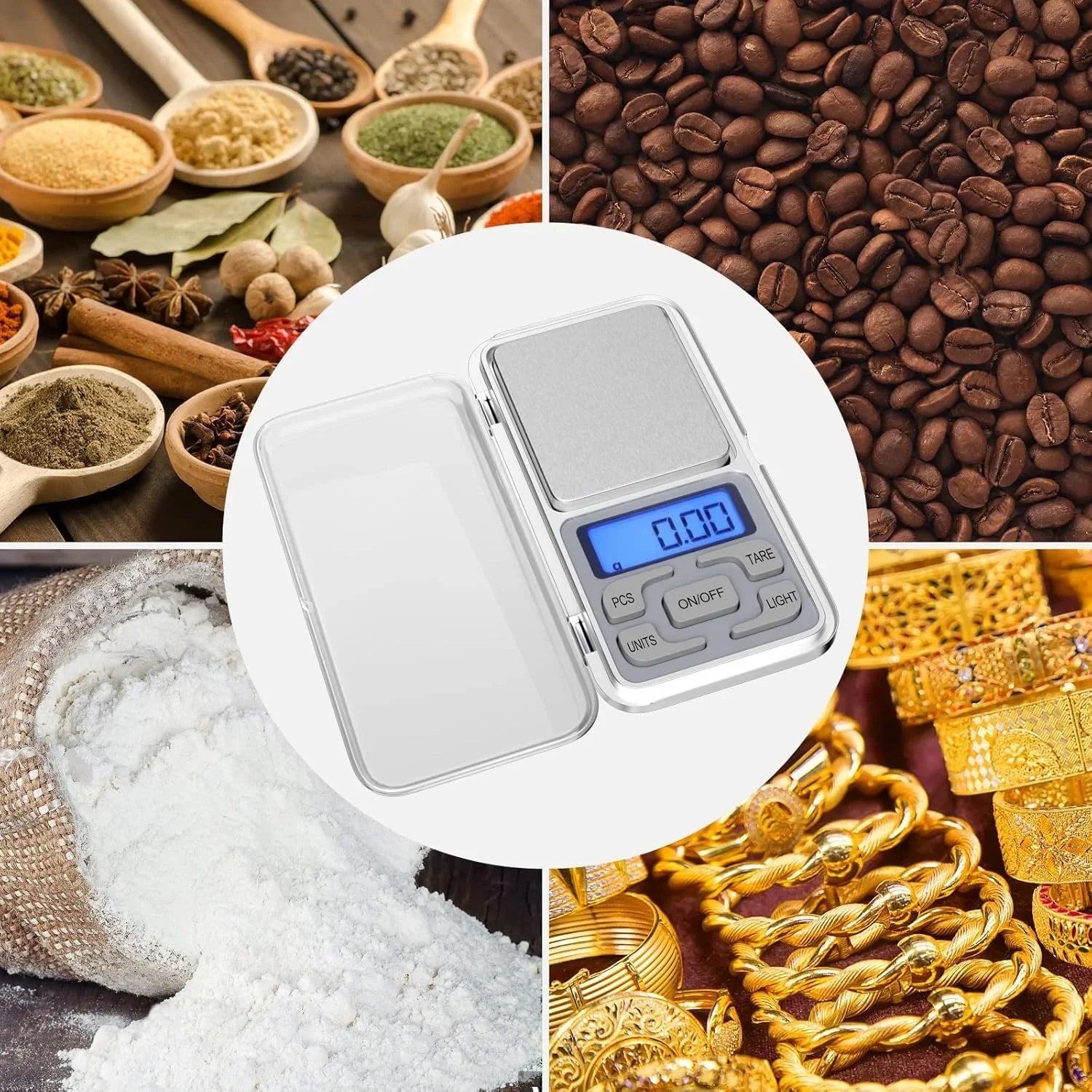 Cântar digital de buzunar AT PERFORMANCE®, multifunctional, cu funcție PCS/TARE, protecție plastic, 200g/0.001g